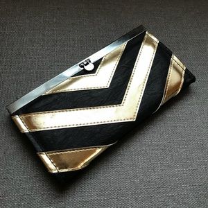 Black and Gold Chevron Clutch